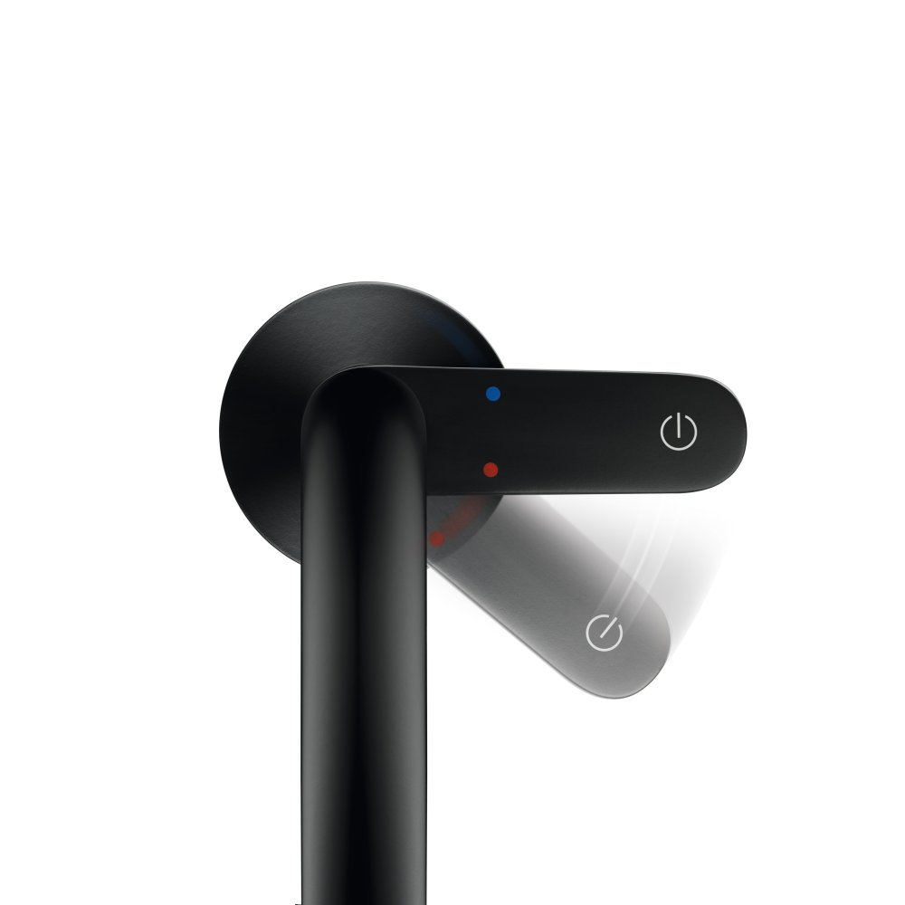 Смеситель для раковины Axor One Select, 170, со сливным клапаном Push-Open, 48020340, шлифованный черный хром 