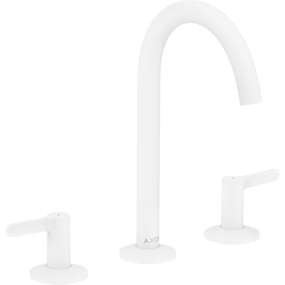 Смеситель для раковины Axor One, на 3 отверстия, 170, со сливным клапаном Push-Open, 48050700, матовый белый