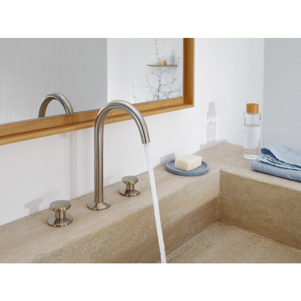 Смеситель для раковины Axor One Select, 170, на 3 отверстия, со сливным клапаном Push-Open, 48070340, шлифованный черный хром 