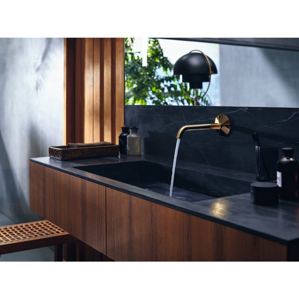 Смеситель для раковины Axor One Select, скрытого монтажа, настенный, с изливом 220 мм, 48112950, шлифованная медь