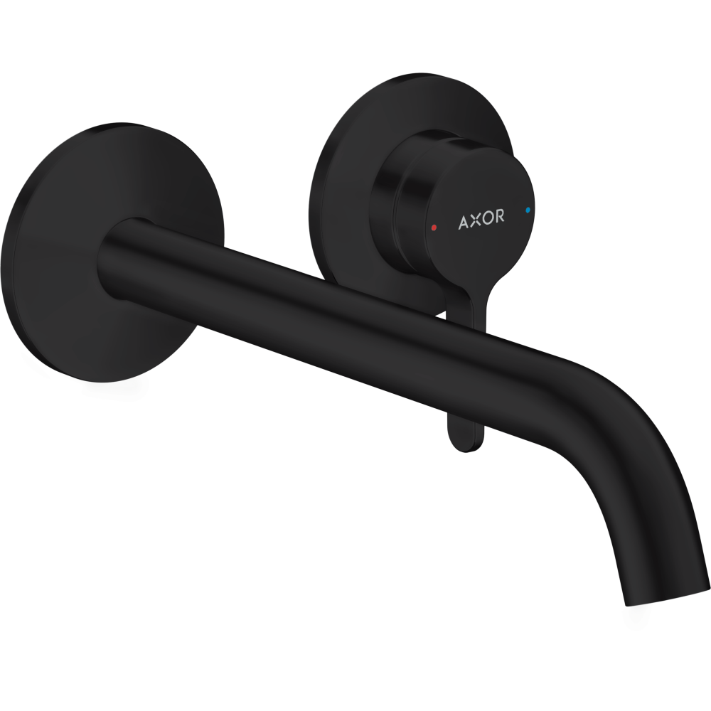 Смеситель для раковины Axor One, однорычажный, скрытого монтажа, настенный, с рычаговой рукояткой и изливом 220 мм, 48120670, матовый черный