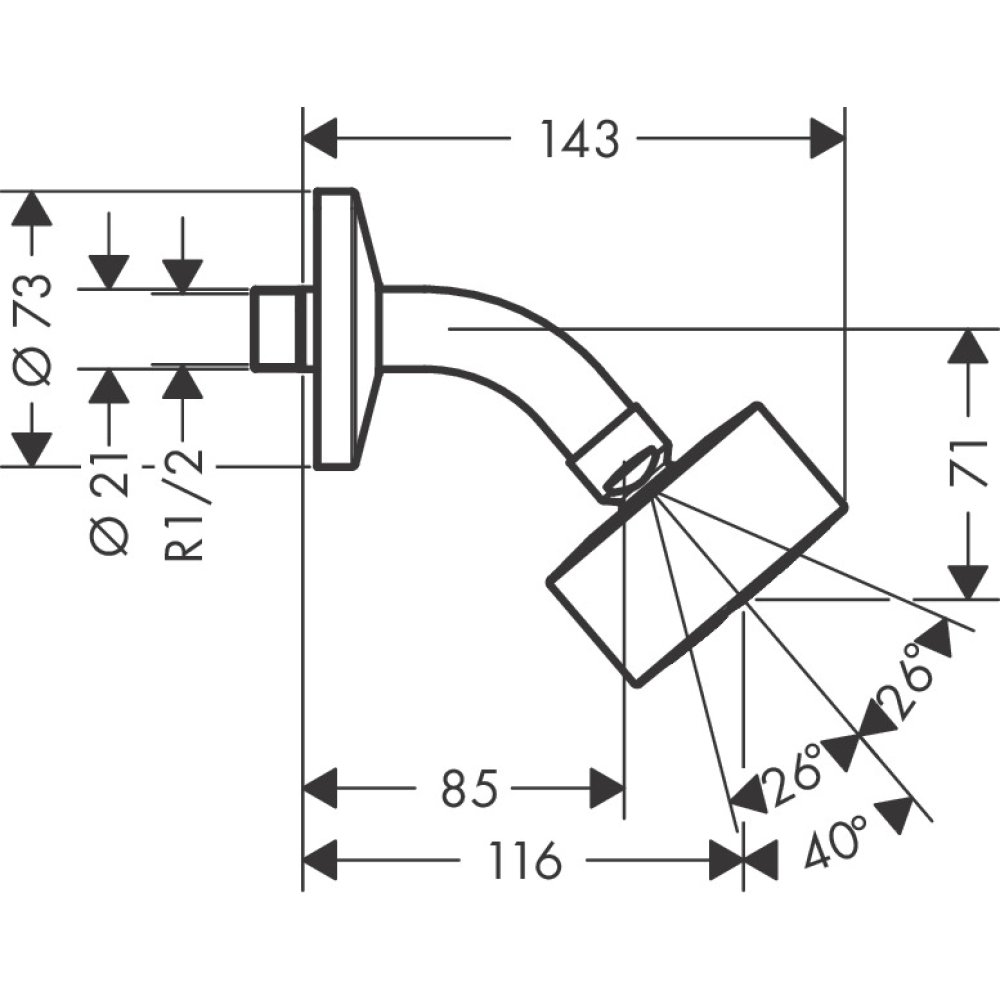 Верхний душ Axor One, 75 1jet, EcoSmart, с держателем, 48490140, шлифованная бронза