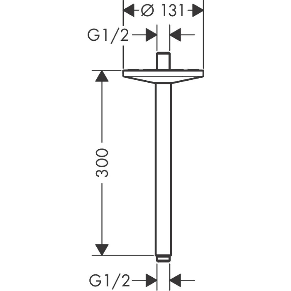 Потолочное подсоединение Axor One, 300 мм, для верхнего душа, 280, 1 jet, 48495800, сталь
