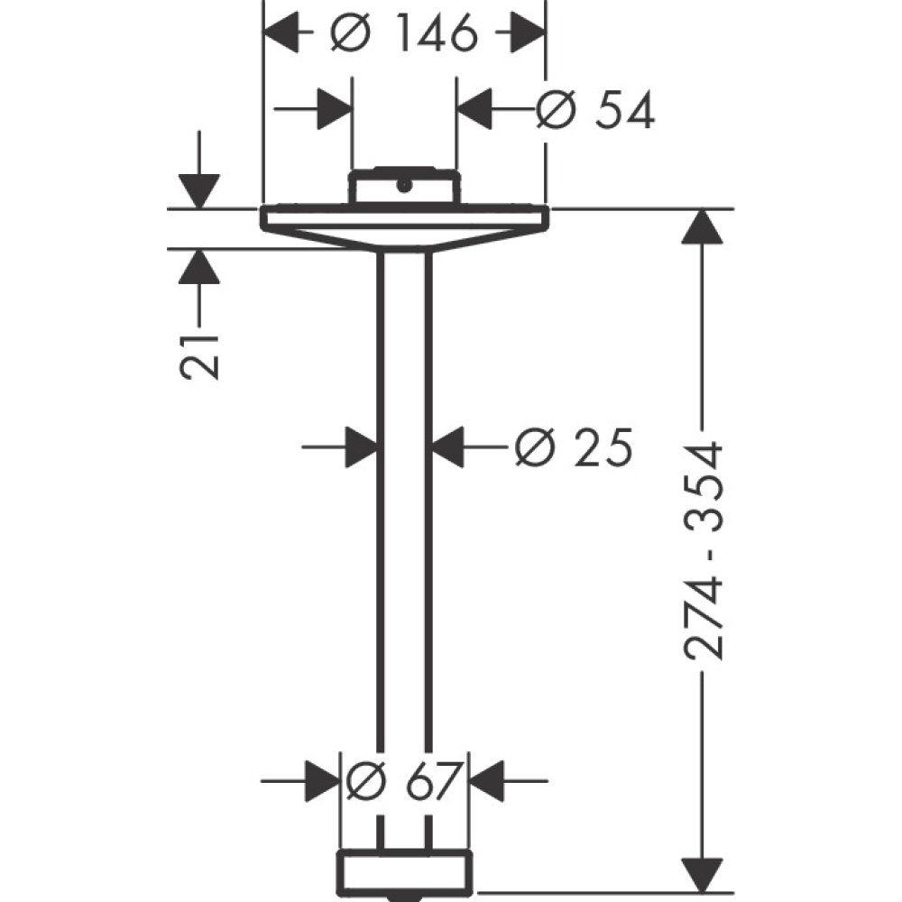 Потолочное подсоединение Axor One, 300 мм, для верхнего душа, 280, 2 jet, 48496310, шлифованное красное золото