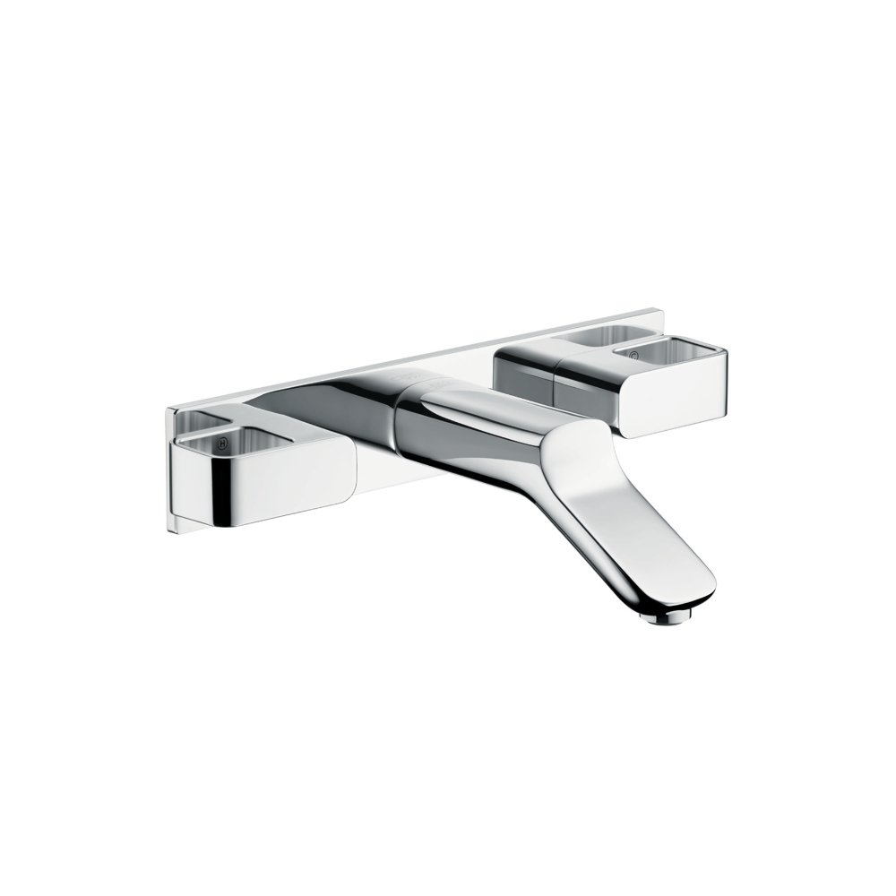Смеситель AXOR Citterio E для раковины на 3 отверстия с панелью и изливом 220 мм с незапираемым сливным набором настенный монтаж и для скрытого монтажа хром  11042000