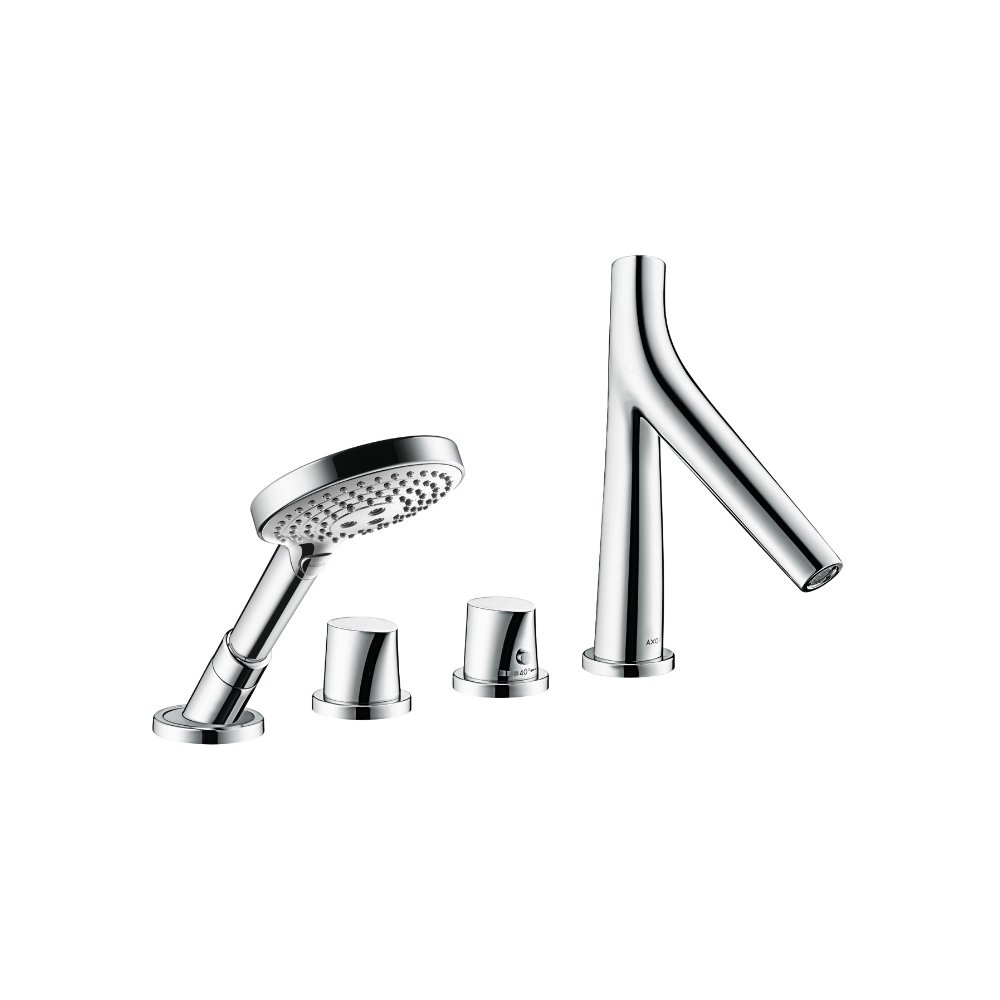 Смеситель для ванны AXOR Starck Organic с термостатом на 4 отверстия для монтажа на плитку 1/2  хром  12426000