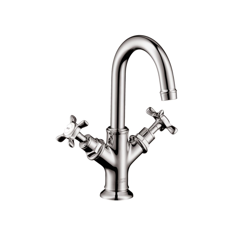 Смеситель для маленькой раковины AXOR Montreux с высотой излива 160 мм с двумя рукоятками со сливным гарнитуром хром  16505000
