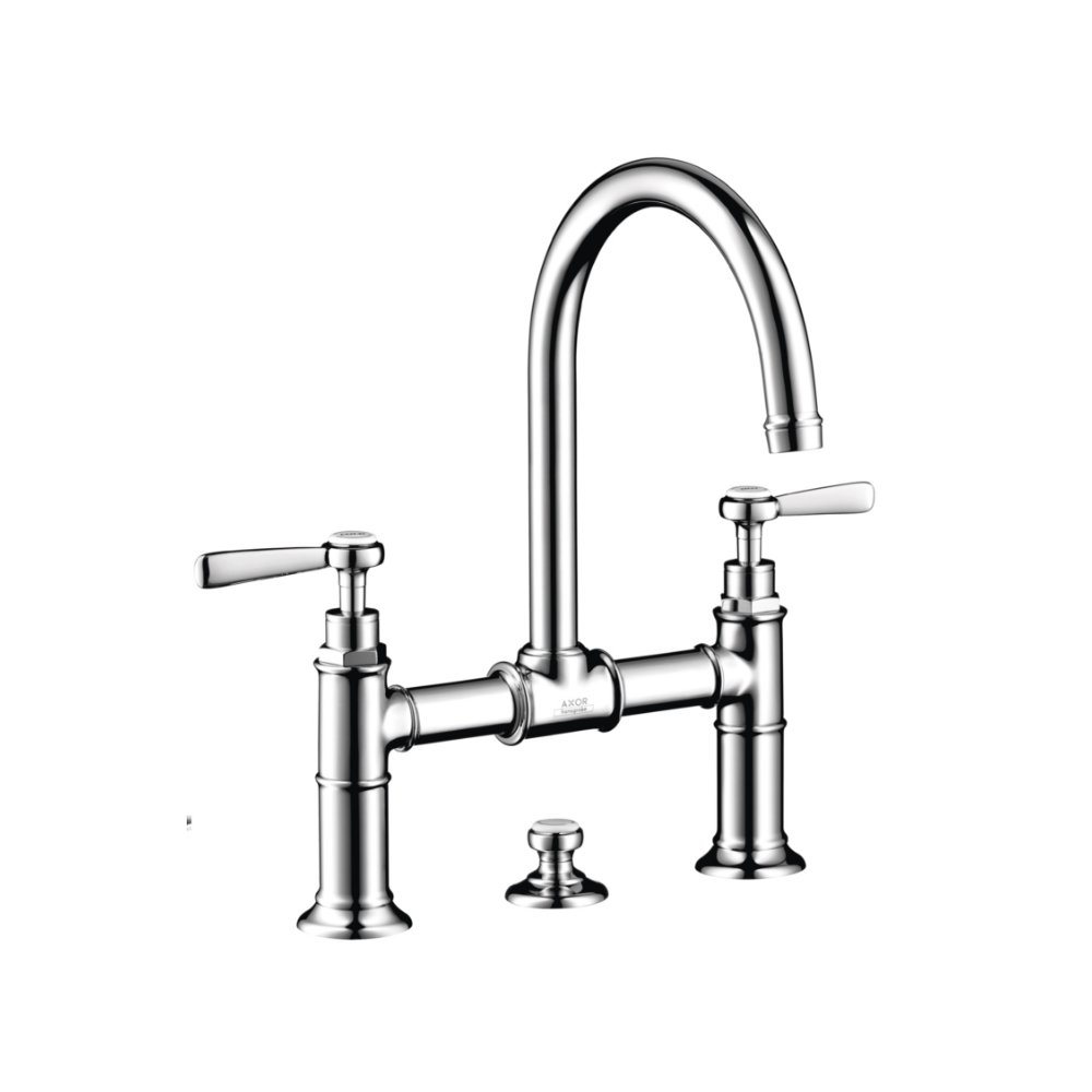 Смеситель AXOR Montreux для раковины с высотой излива 220 мм с двумя рычаговыми рукоятками со сливным гарнитуром шлифованный никель  16511000