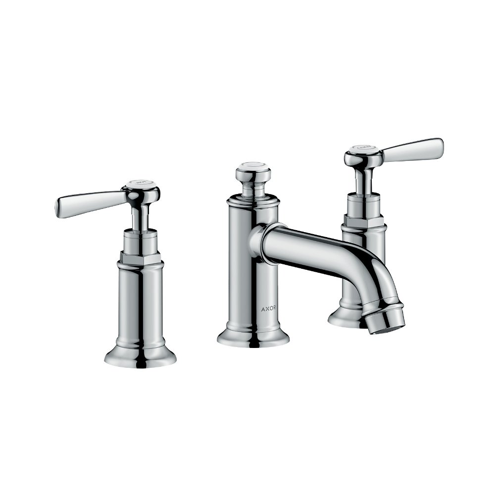 Смеситель AXOR Montreux для раковины с высотой излива 30 мм на 3 отверстия с рычаговыми рукоятками со сливным гарнитуром шлифованный никель  16535000