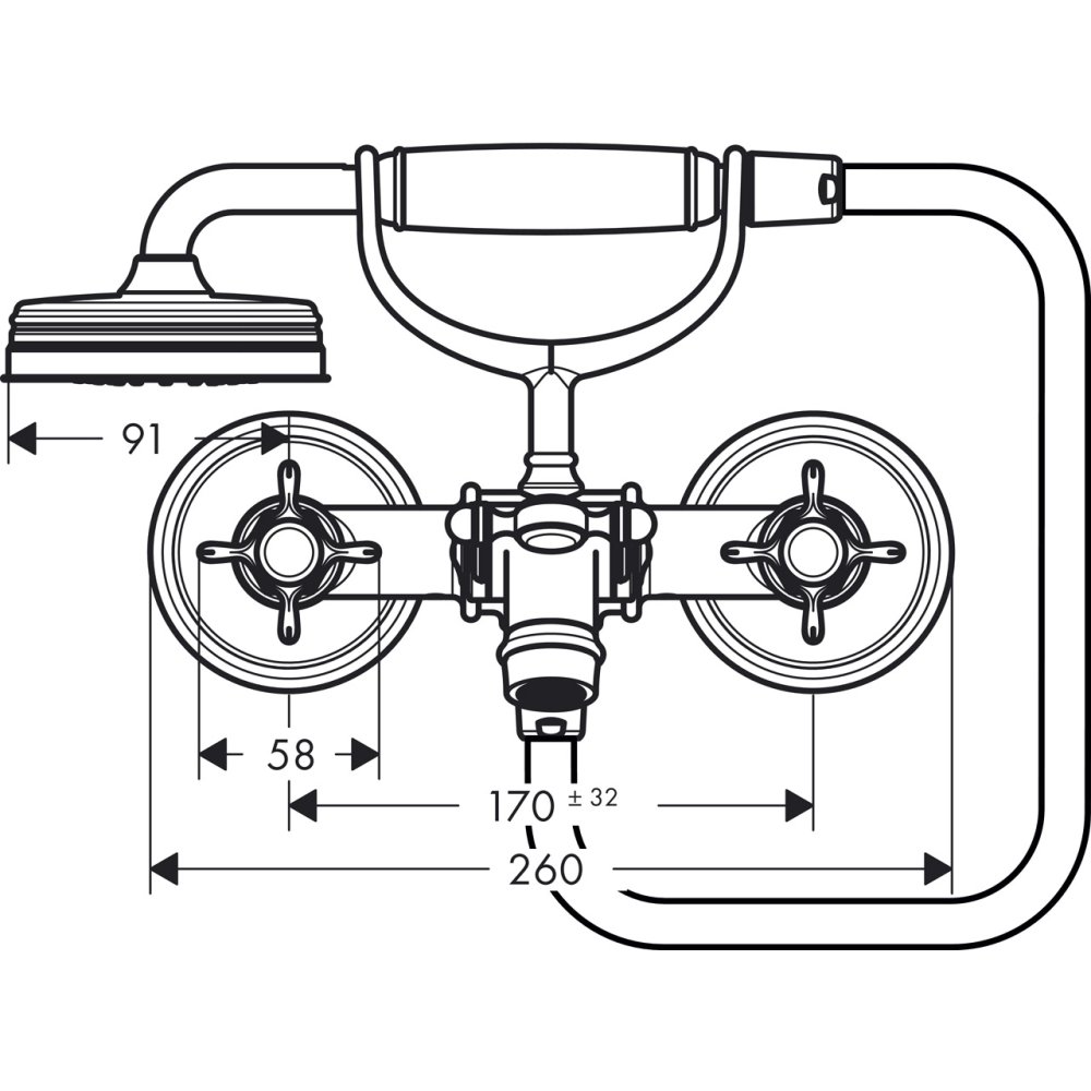 Смеситель для ванны AXOR Montreux с двумя рукоятками 1/2  шлифованный никель  16540820