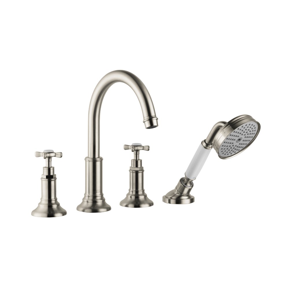 Смеситель для ванны AXOR Montreux на 4 отверстия монтаж на плитку 1/2  шлифованный никель  16544820