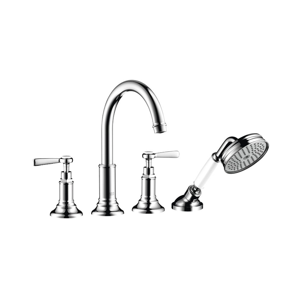 Смеситель для ванны AXOR Montreux на 4 отверстия монтаж на плитку с рычаговыми рукоятками шлифованный никель  16554820