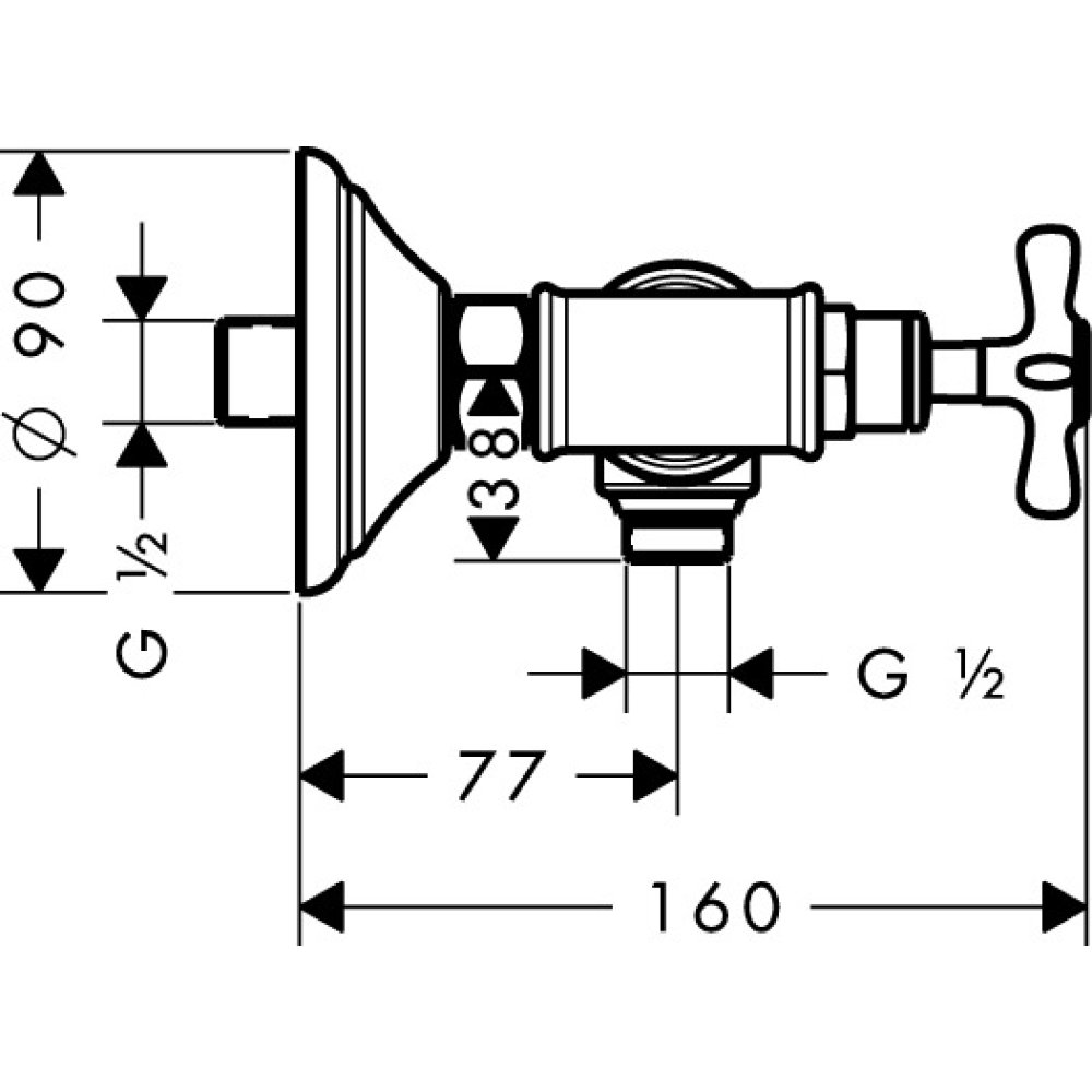 Смеситель для душа AXOR Montreux с двумя рукоятками 1/2  шлифованный никель  16560820