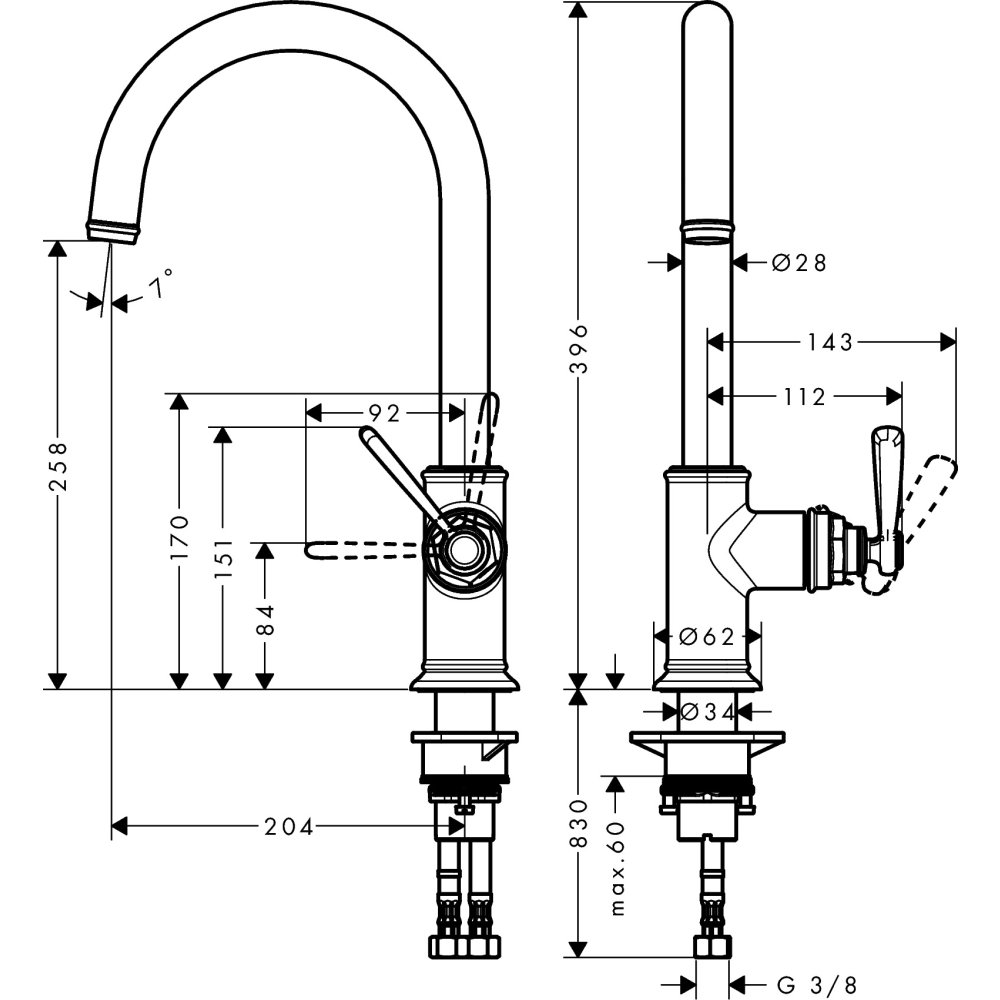 Смеситель для кухни AXOR Montreux хром  16580000