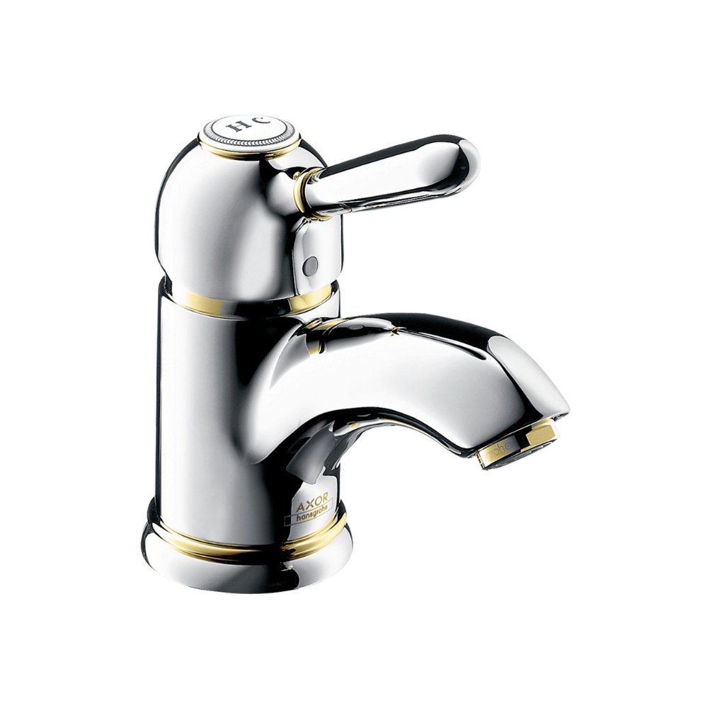 Смеситель AXOR Carlton для раковины с высотой излива 70 мм со сливным гарнитуром хром и золото  17010000