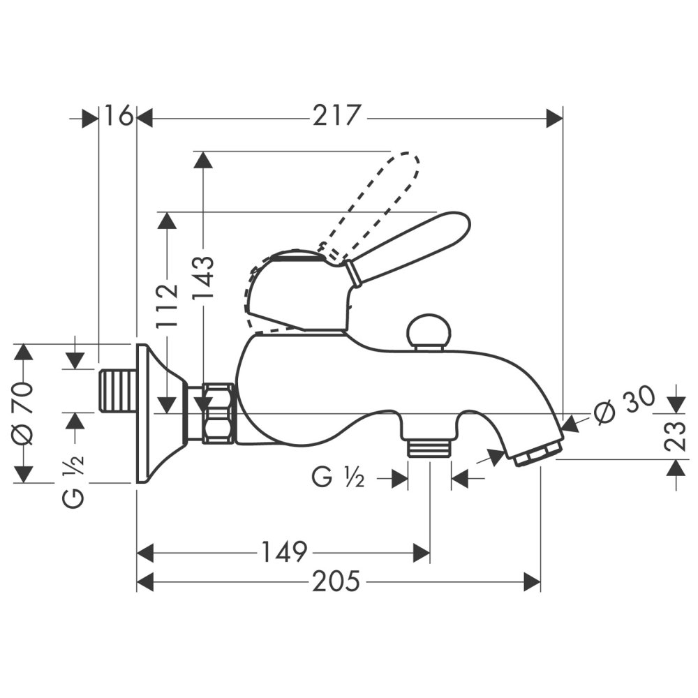 Смеситель для ванны AXOR Carlton внешнего монтажа 1/2  хром  17410000