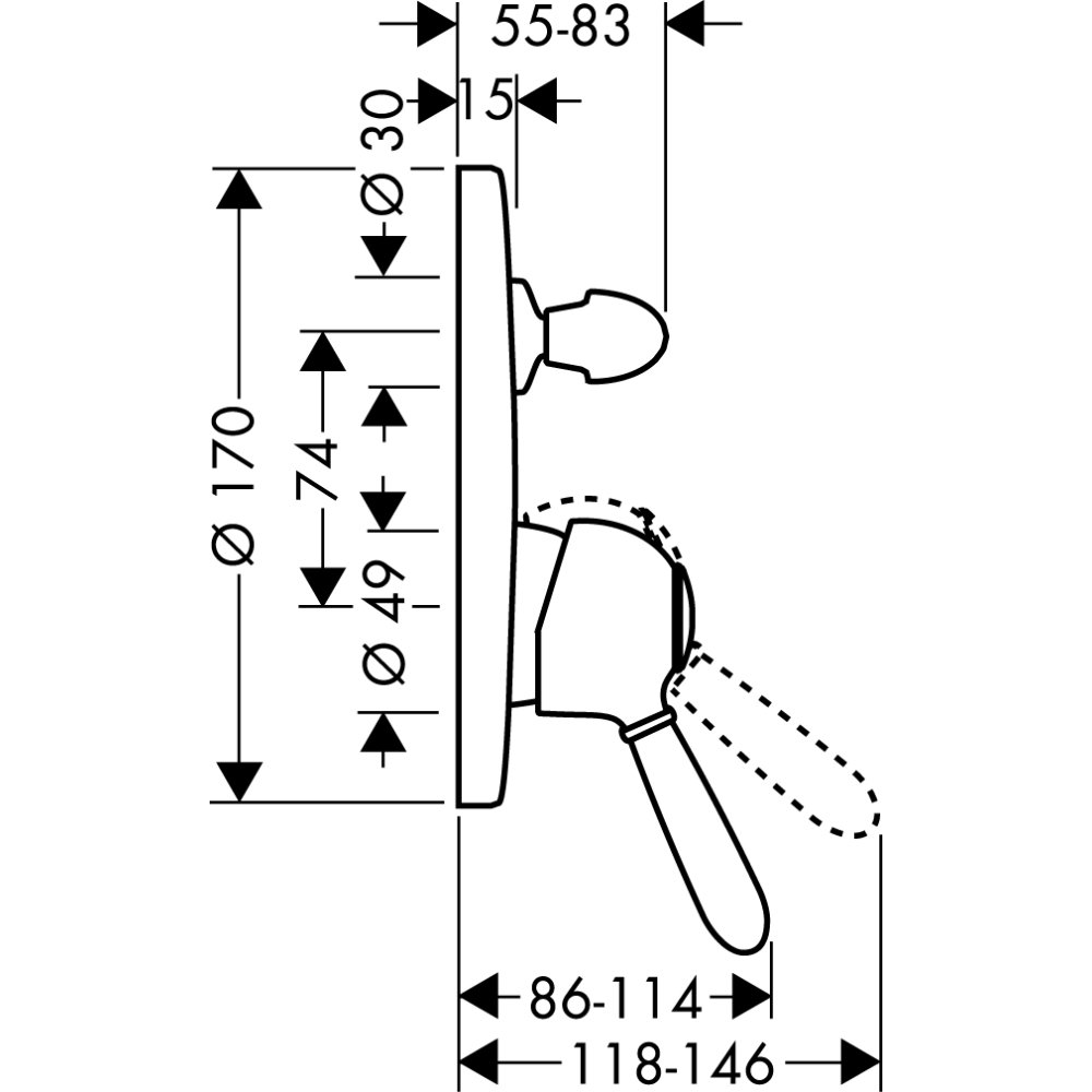 Смеситель для ванны AXOR Carlton для скрытого монтажа хром  17415000