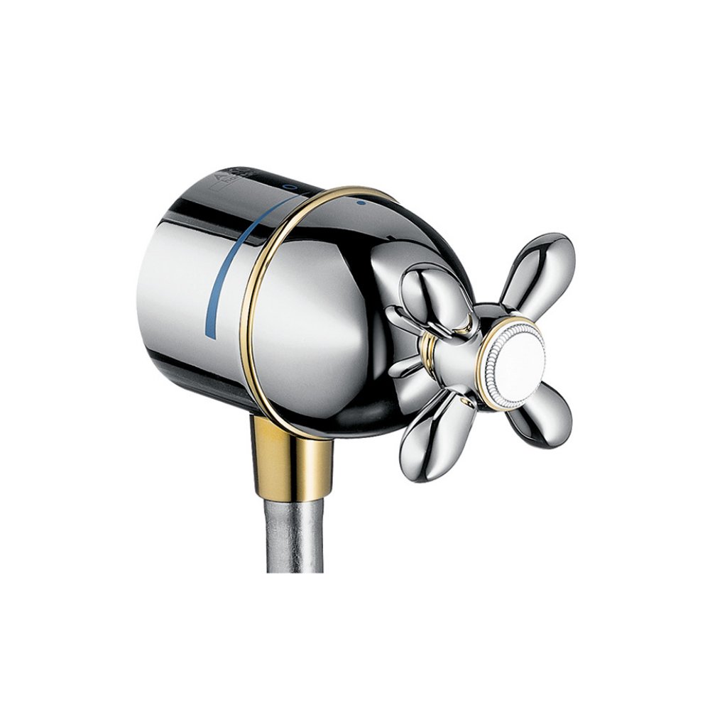 AXOR Carlton Fixfit Stop шланговое подсоединение с крестовой рукояткой 1/2  хром и золото  17883000
