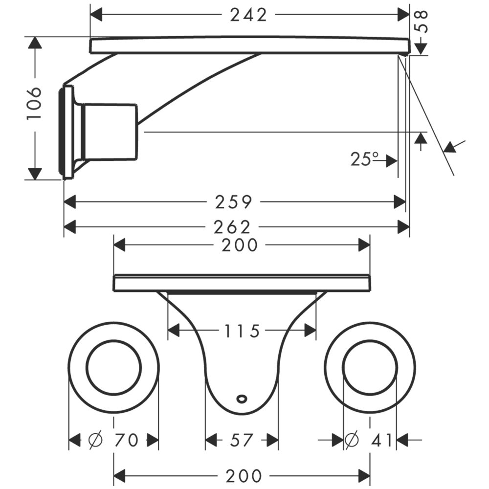Смеситель AXORMassaud для раковины на 3 отверстия с коротким изливом 167 мм с незапираемым сливным набором настенный монтаж и для скрытого монтажа хром  18115000