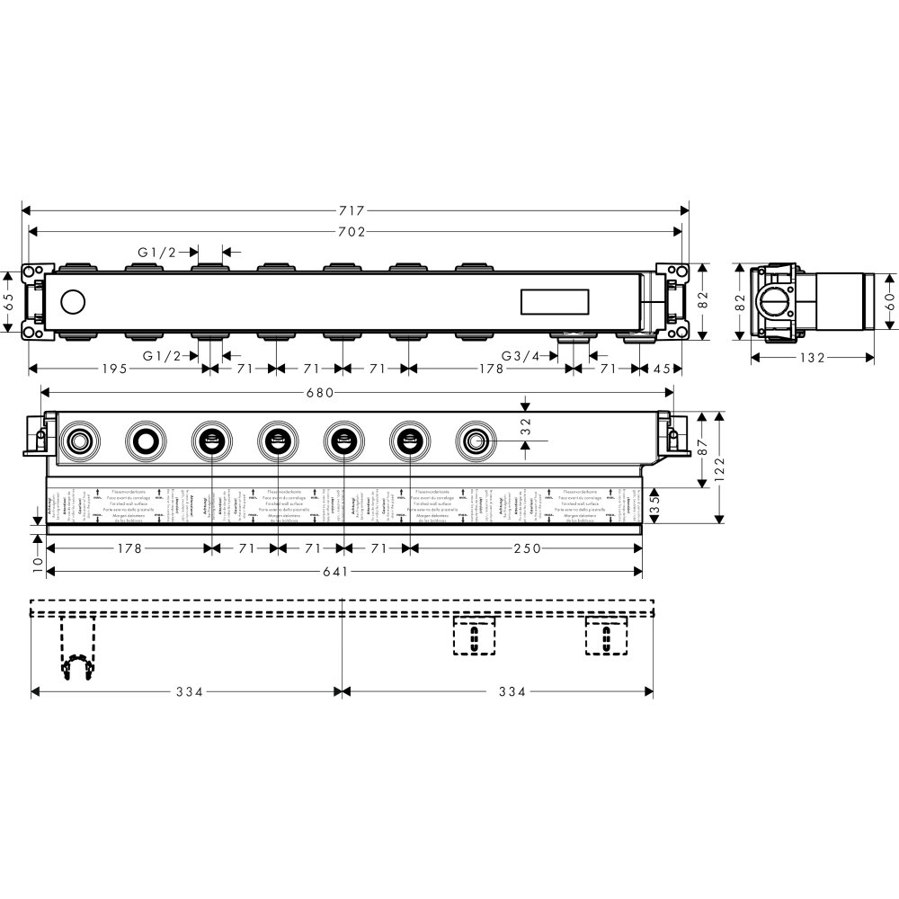 Скрытая часть AXOR для термостата Select для 5 потребителей  18313180