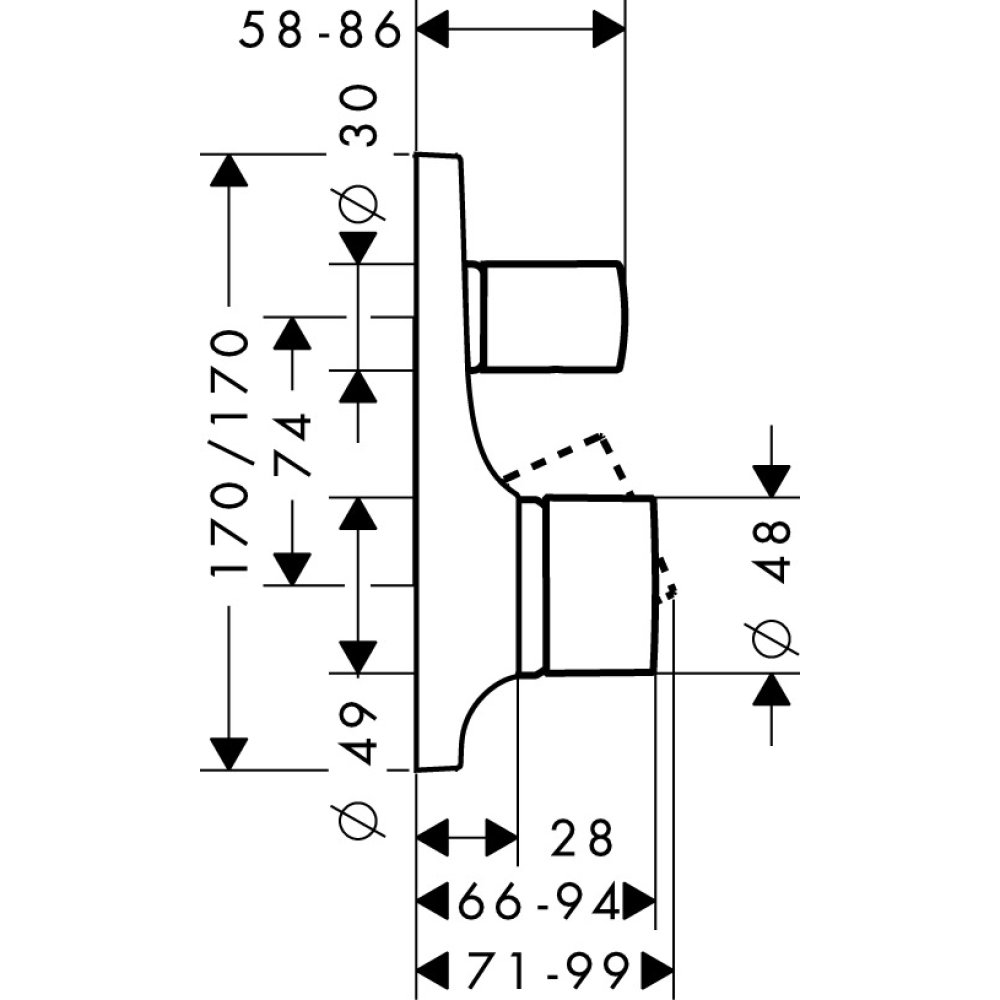 Смеситель для ванны AXOR Massaud для скрытого монтажа хром  18455000