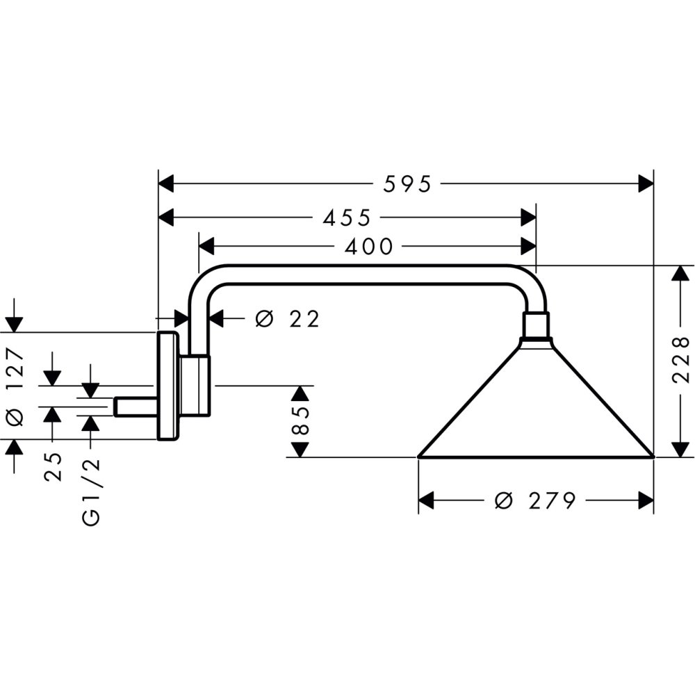 Верхний душ AXOR Showers/Front 240 2jet с держателем дизайн Front хром  26021000