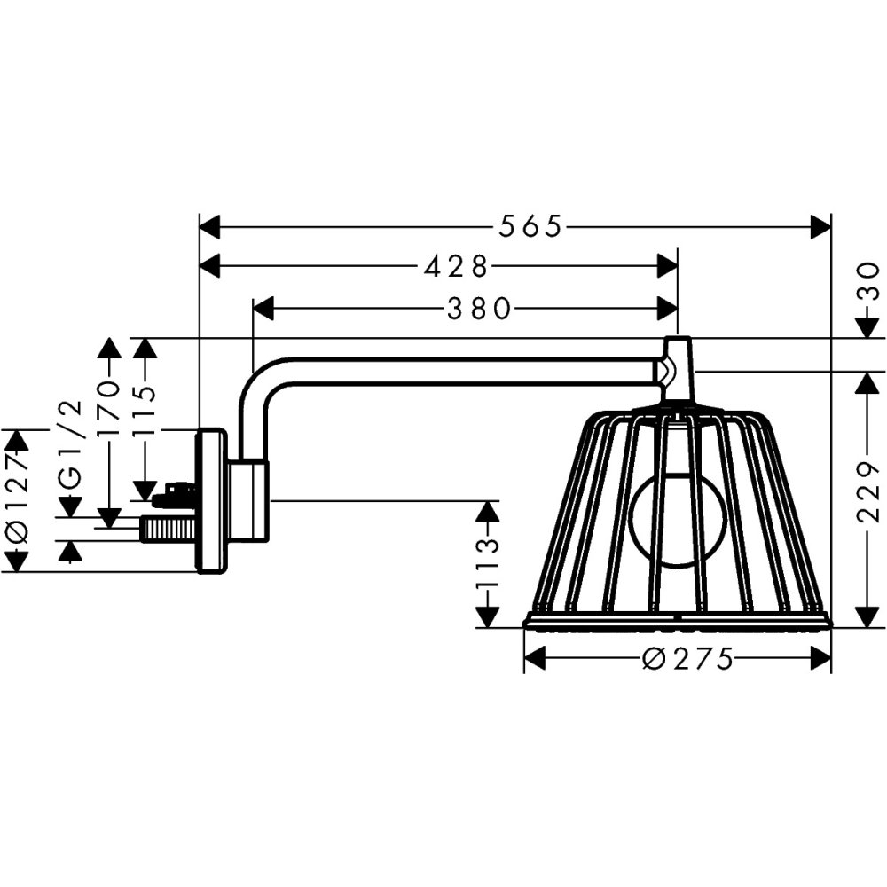 Верхний душ AXOR Lampshower/Nendo 1jet с держателем хром  26031000