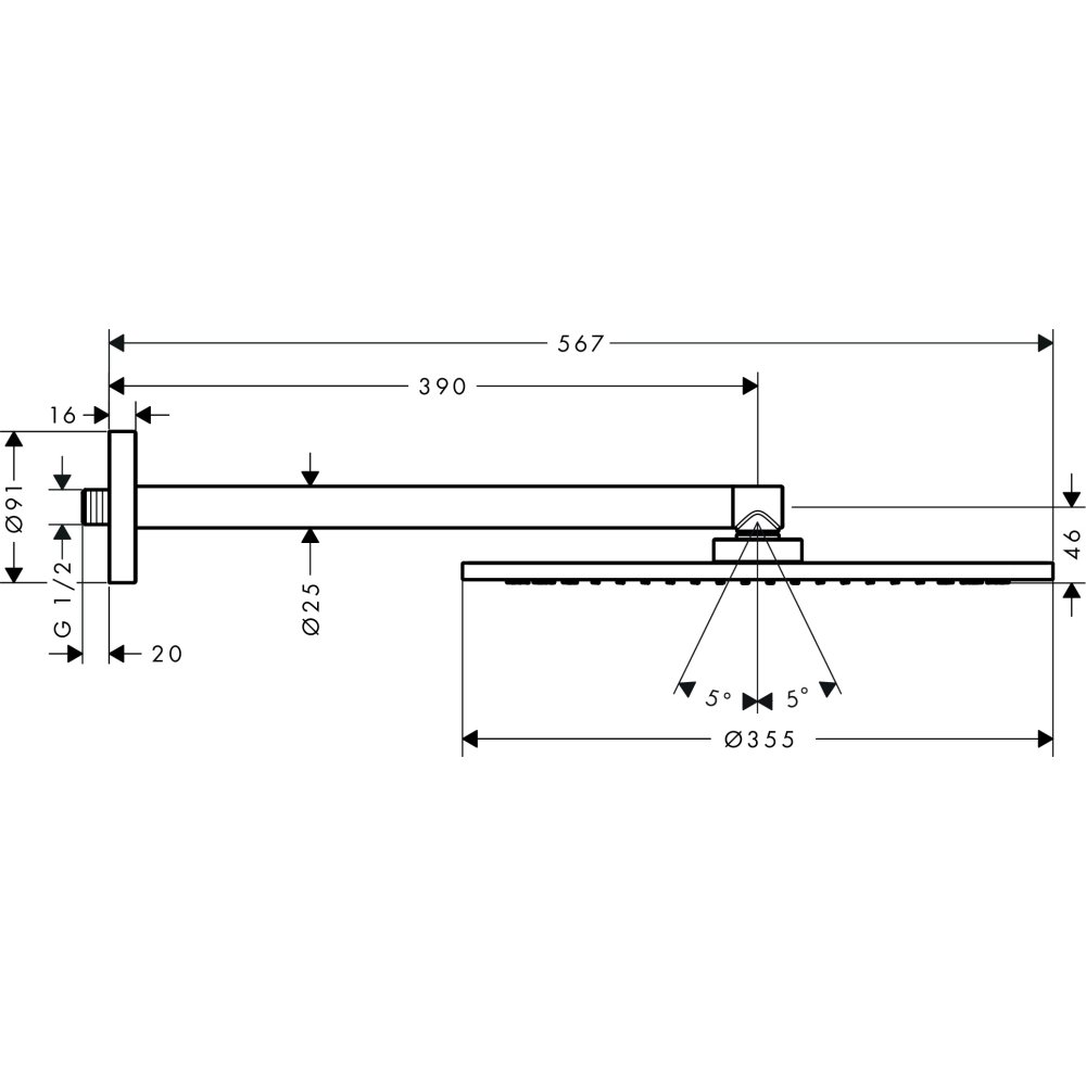 Верхний душ AXOR ShowerSolutions 350 1jet с душевым держателем круглый хром  26034000