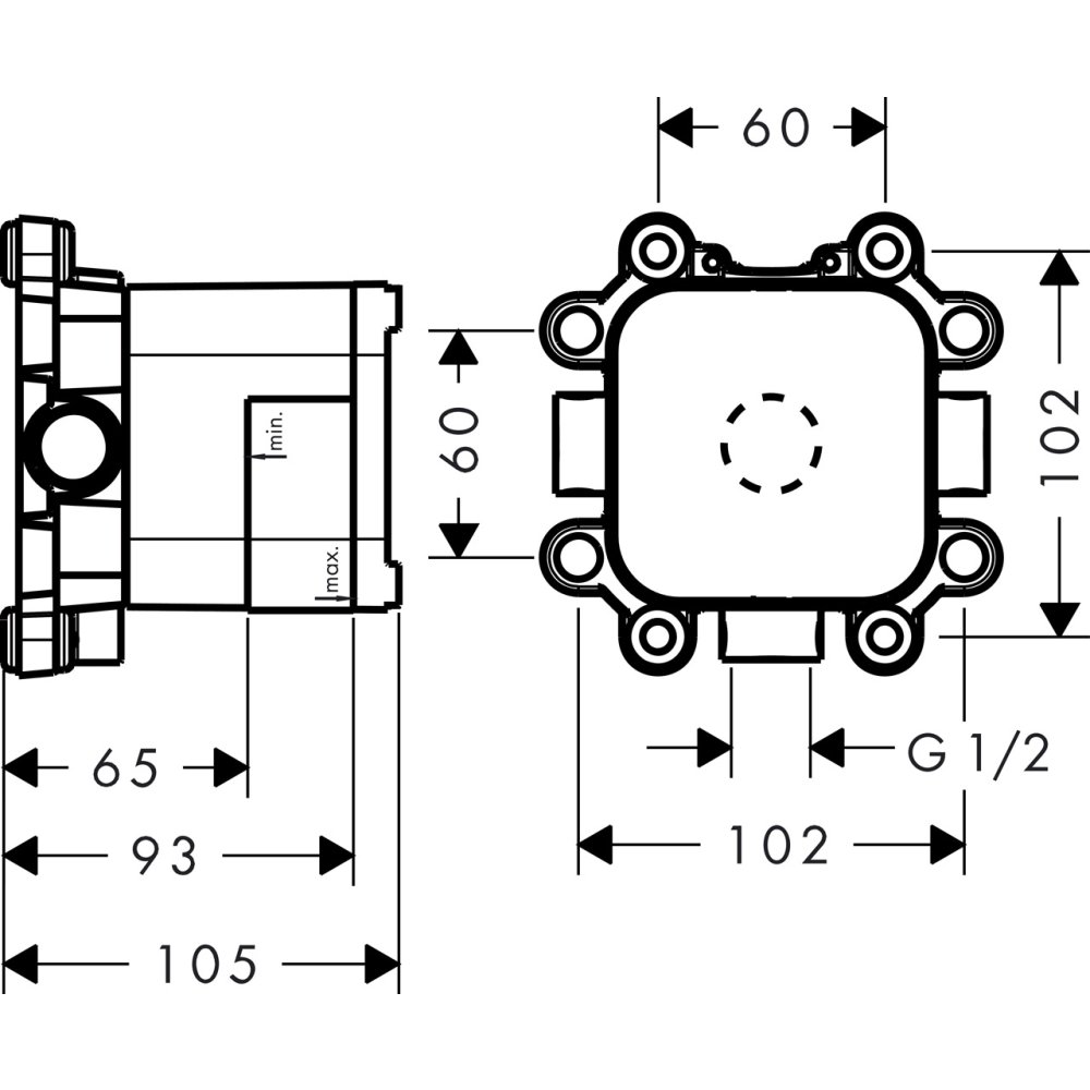Скрытая часть для верхнего душа AXOR Showers/Front 1jet с держателем и верхнего душа AXOR 240 2jet с держателем дизайн Front  26909180