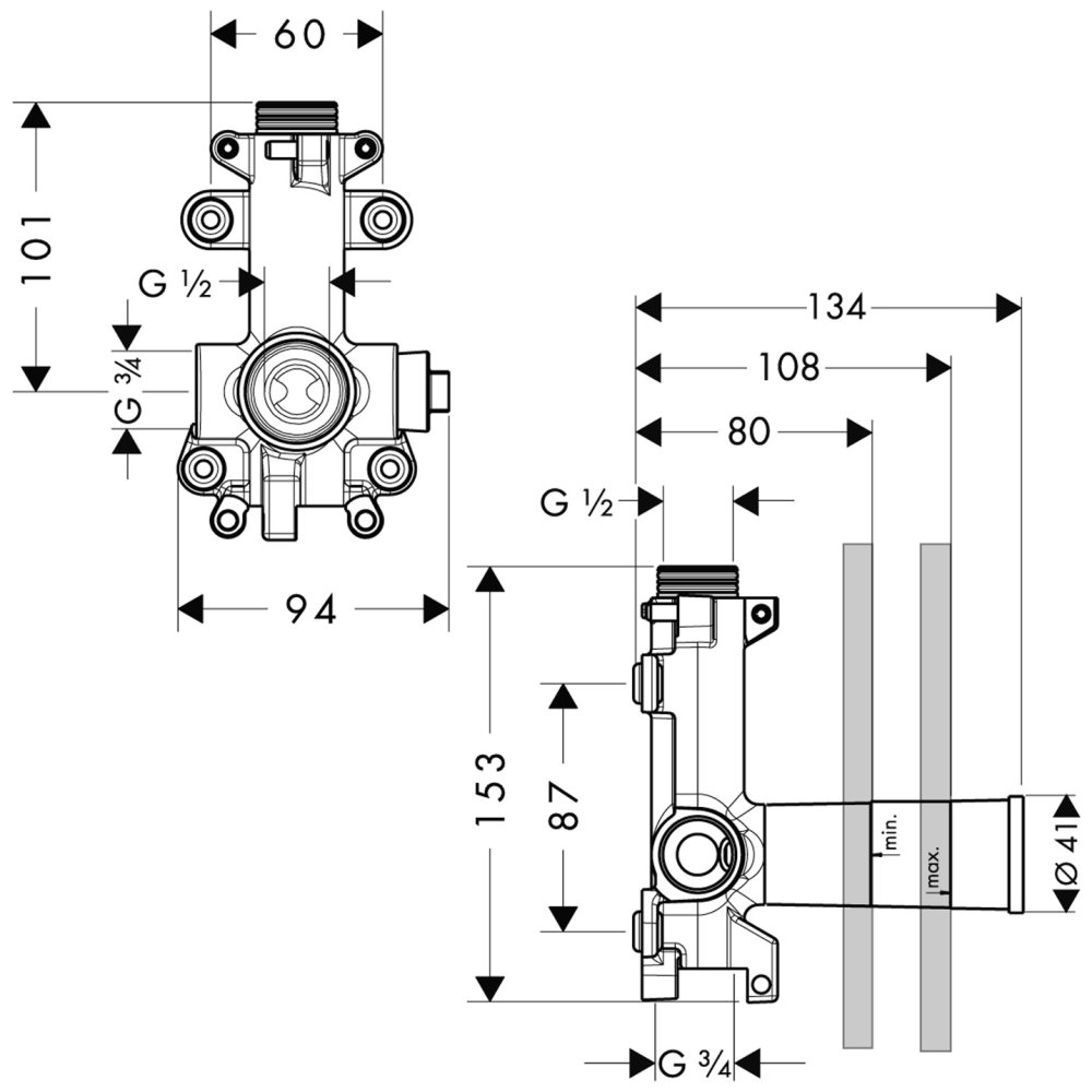 Модуль душа AXOR ShowerSolutions скрытая часть 3/4   28486180
