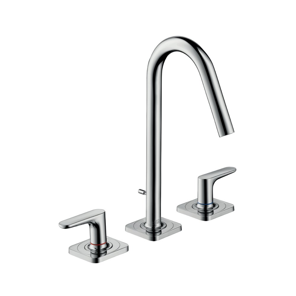 Смеситель AXOR Citterio M для раковины с высотой излива 160 мм на 3 отверстия с рычаговыми рукоятками розетками и коротким изливом хром  34133000