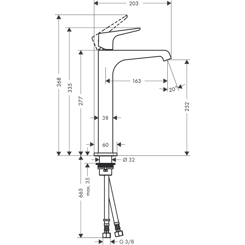 Смеситель AXOR Citterio для раковины в форме таза с высотой излива 270 мм со сливным гарнитуром хром  36113000