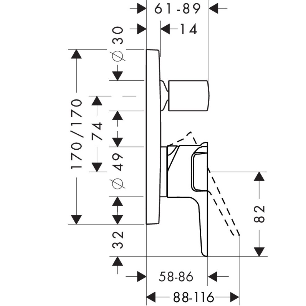 Смеситель для ванны AXOR Citterio E для скрытого монтажа хром  36455000