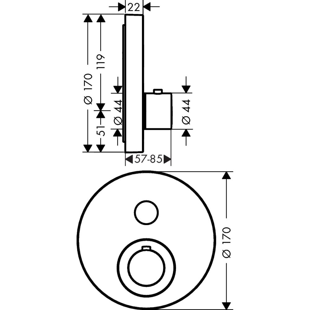 Термостат AXOR ShowerSelect для 1 потребителя для скрытого монтажа круглый шлифованный никель  36722000