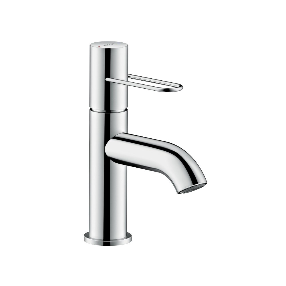 Смеситель AXOR Uno для раковины с высотой излива 70 мм с рукояткой петлей с незапираемым сливным набором шлифованный никель  38021000