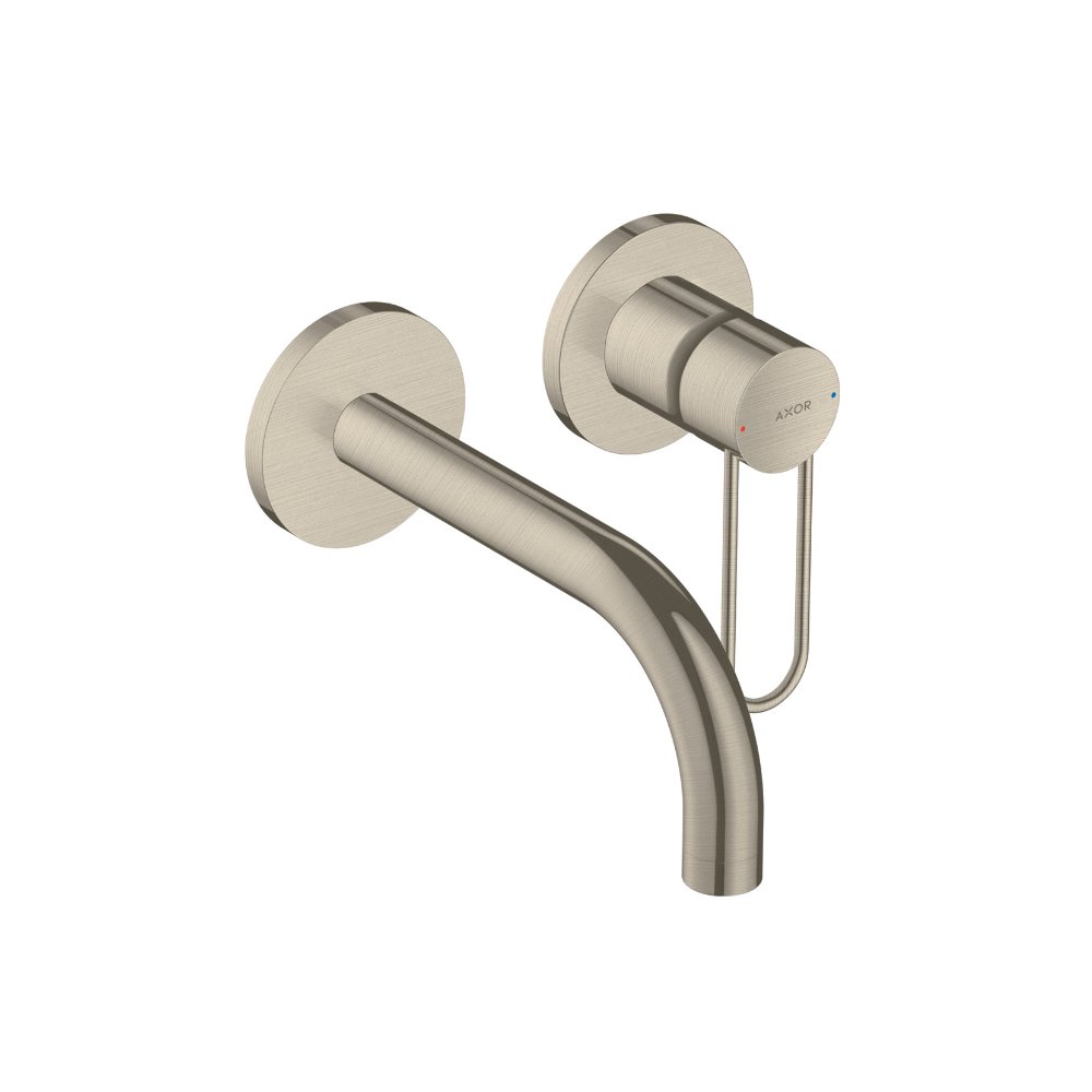 Смеситель AXOR Uno для раковины с рукояткой петлей излив 165 с незапираемым сливным набором настенный монтаж и для скрытого монтажа полированная латунь  38121820