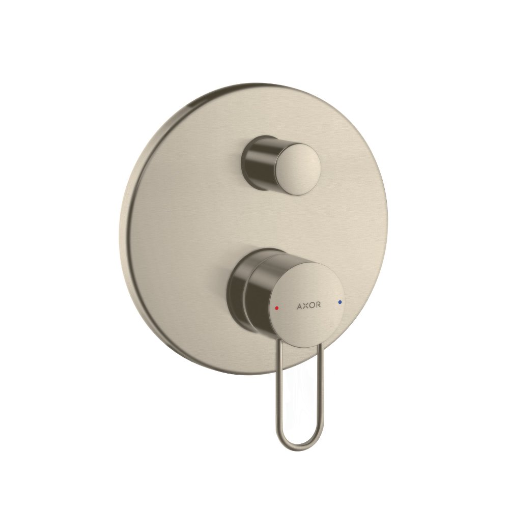 Смеситель для ванны AXOR Uno с рукояткой петлей для скрытого монтажа шлифованный никель  38426820