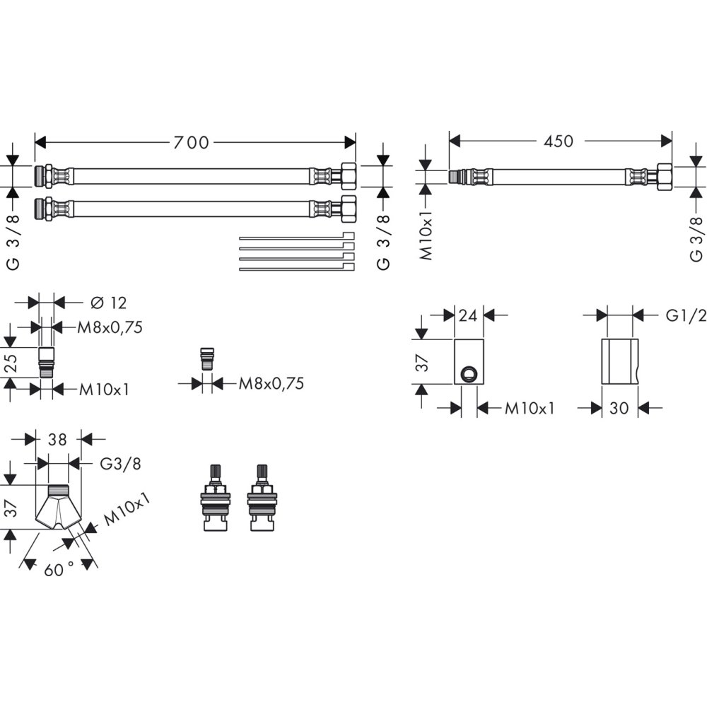 Набор AXOR для подключения смесителя  38959000
