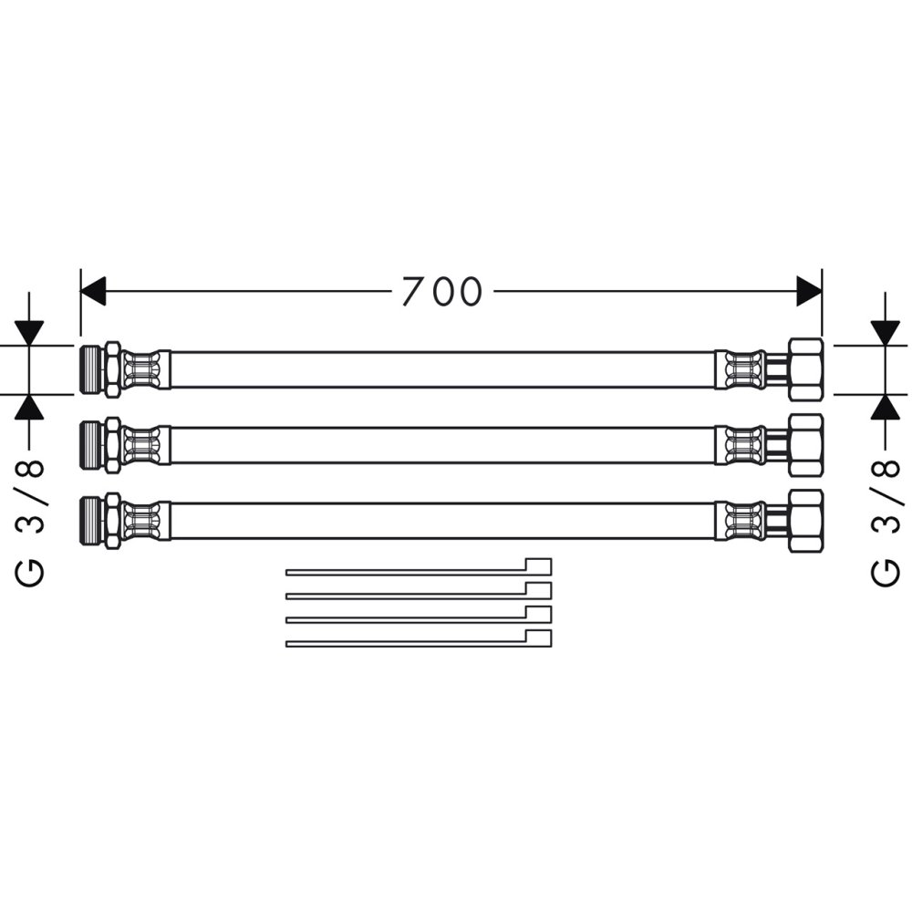 Шланговое удлинение AXOR для смесителя на 3 отверстия хром  38960000