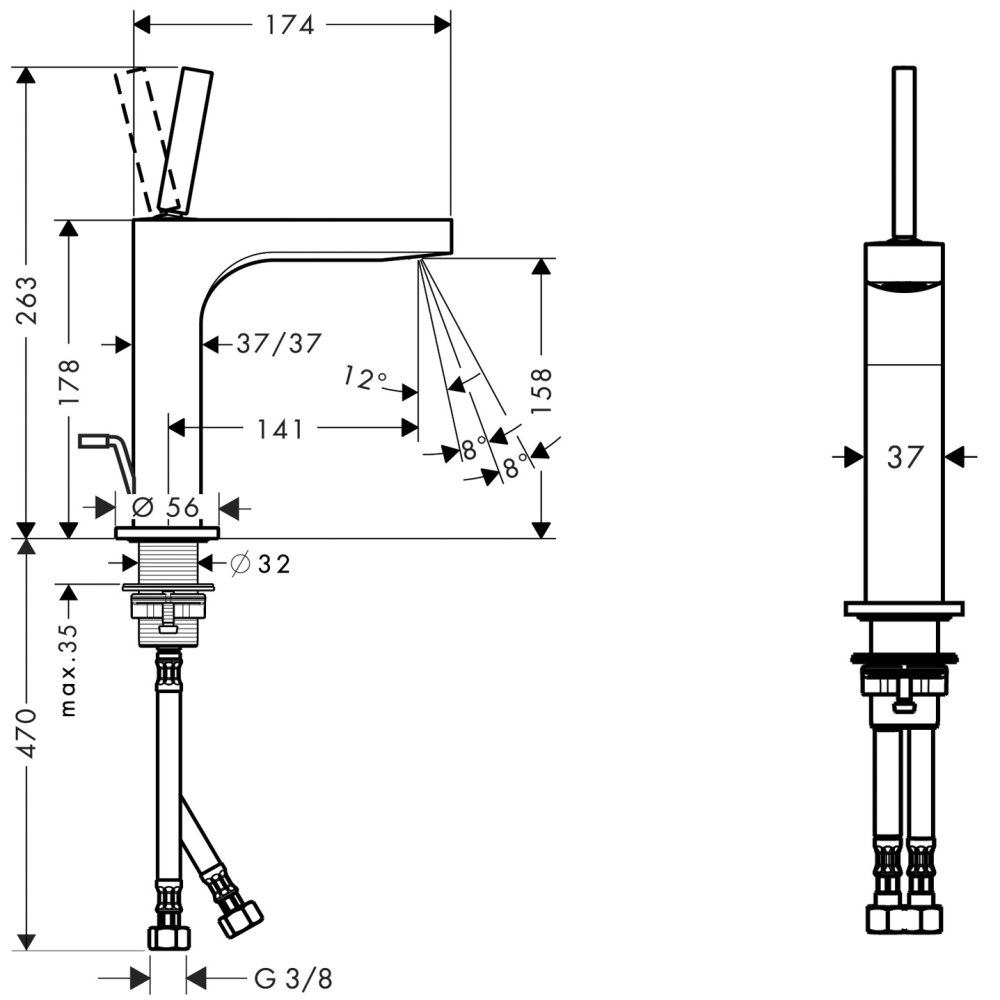 Смеситель AXOR Citterio для раковины с высотой излива 160 мм со сливным гарнитуром хром  39031000