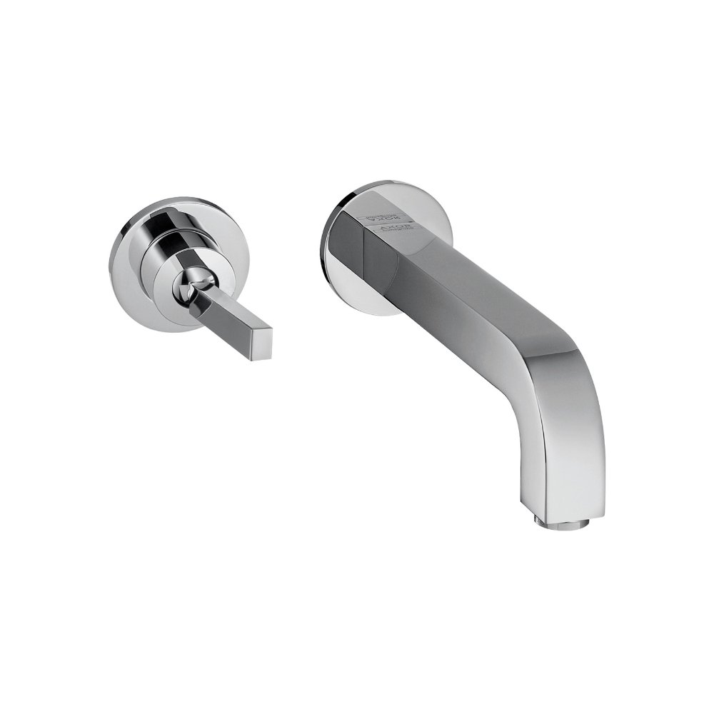 Смеситель AXOR Citterio M для раковины с розетками и изливом 167 мм с незапираемым сливным набором настенный монтаж и для скрытого монтажа хром  39113000