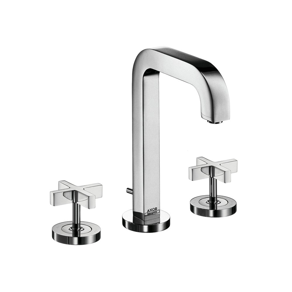 Смеситель AXOR Citterio для раковины с высотой излива 170 мм на 3 отверстия с крестовыми рукоятками и розетками со сливным гарнитуром хром  39133000