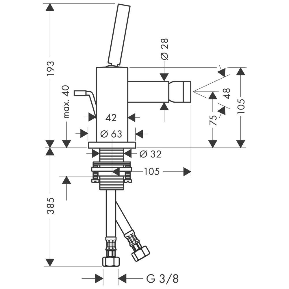 Смеситель для биде AXOR Citterio со сливным гарнитуром хром  39200000