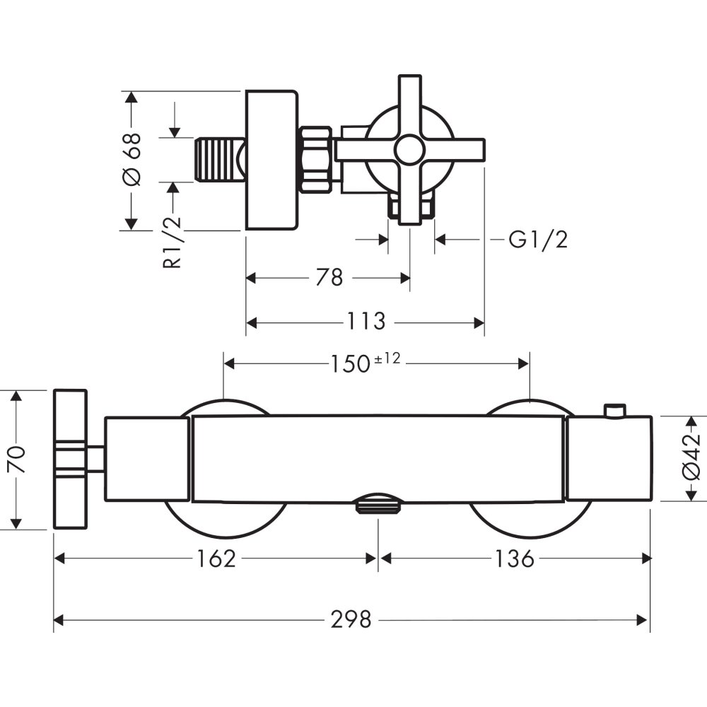 Термостат AXOR Starck Organic для душа внешний монтаж хром  39365000