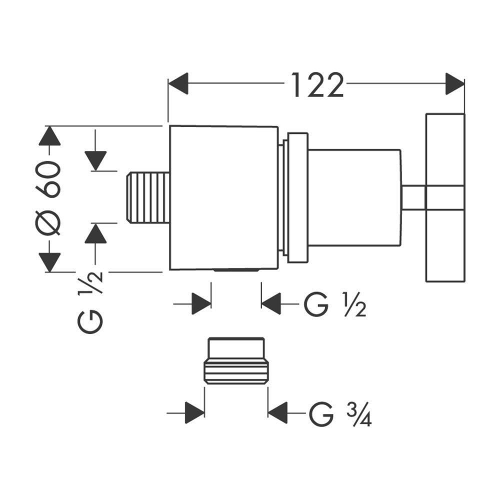 Шланговое подсоединение AXOR Montreux Fixfit Stop с рычаговой рукояткой 1/2  хром  39883000