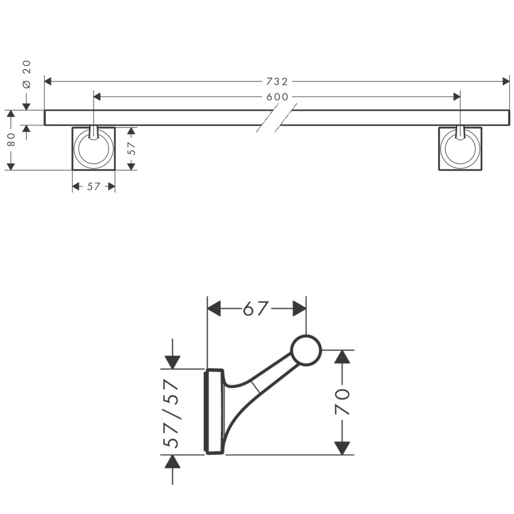 Полотенцедержатель AXOR Starck Organic 600 мм хром  42706000