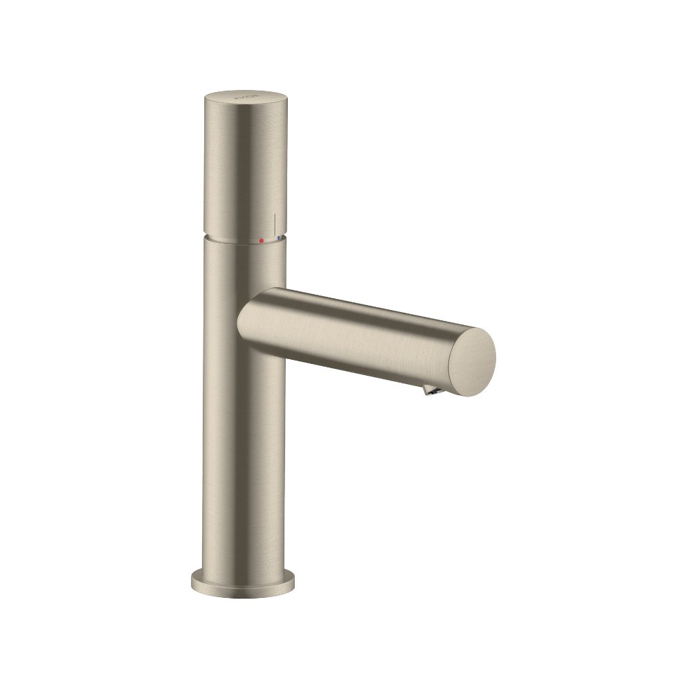 Смеситель AXOR Uno для раковины с высотой излива 110 мм с рукояткой zero с неперекрываемым сливным набором шлифованный никель  45002820