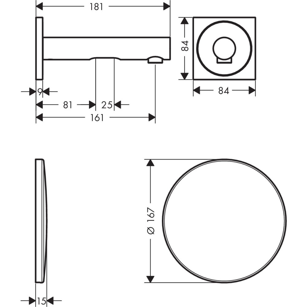 Смеситель AXOR Uno для раковины с высотой излива 160 мм электронный настенный для скрытого монтажа хром  45110000