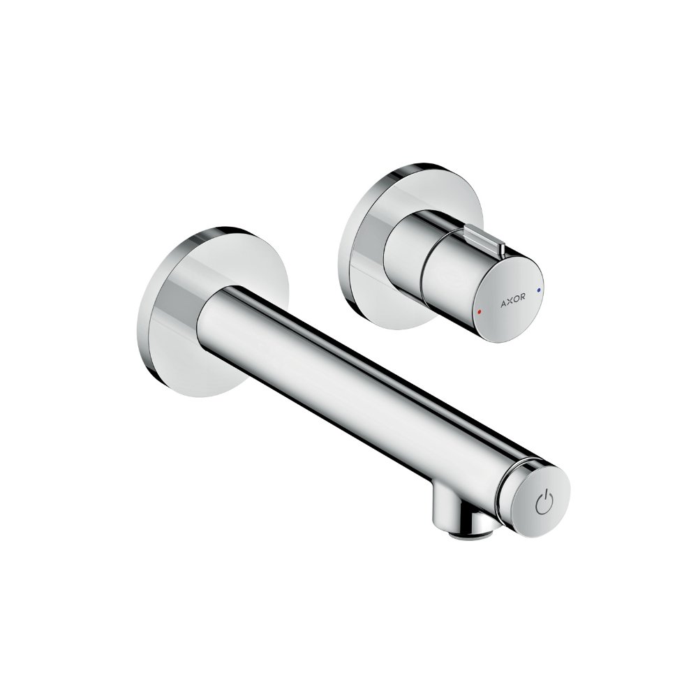 Смеситель AXOR Uno для раковины с высотой излива 165 мм Select с незапираемым сливным набором настенный монтаж и для скрытого монтажа хром  45112000