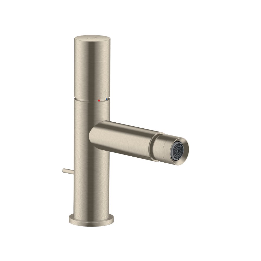 Смеситель для биде AXOR Uno с рукояткой zero со сливным гарнитуром шлифованный никель  45200820